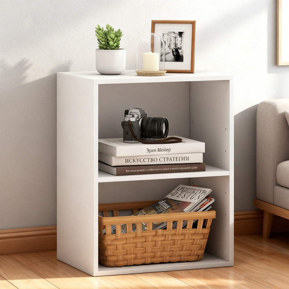 2-Cube Open Bookshelf with Adjustable Shelf - Versatile Storage