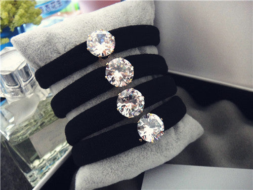 Black Zircon Hair Rope Headband Crystal Inlaid Hair Accessory