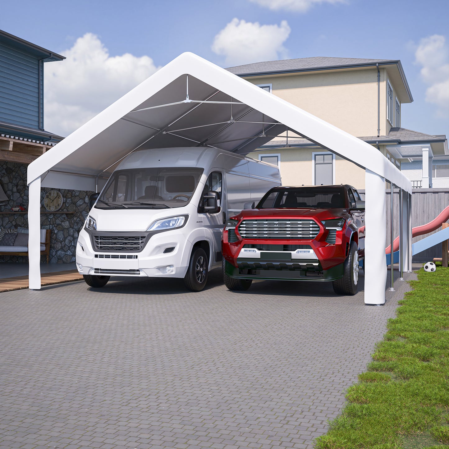 20x20 FT Outdoor Event Shelter with Detachable Sides - White