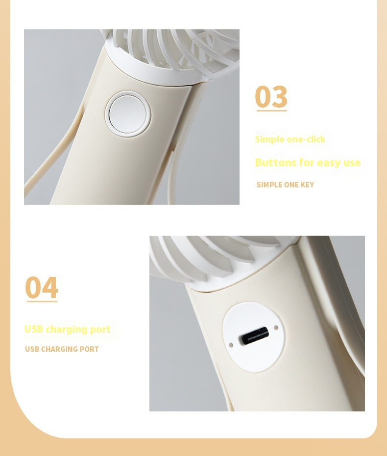 Portable Handheld Fan with Silicone Handle, USB Powered, Quiet Operation