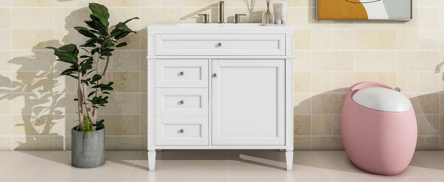 36'' Modern Bathroom Vanity with Ceramic Sink and Storage Cabinet