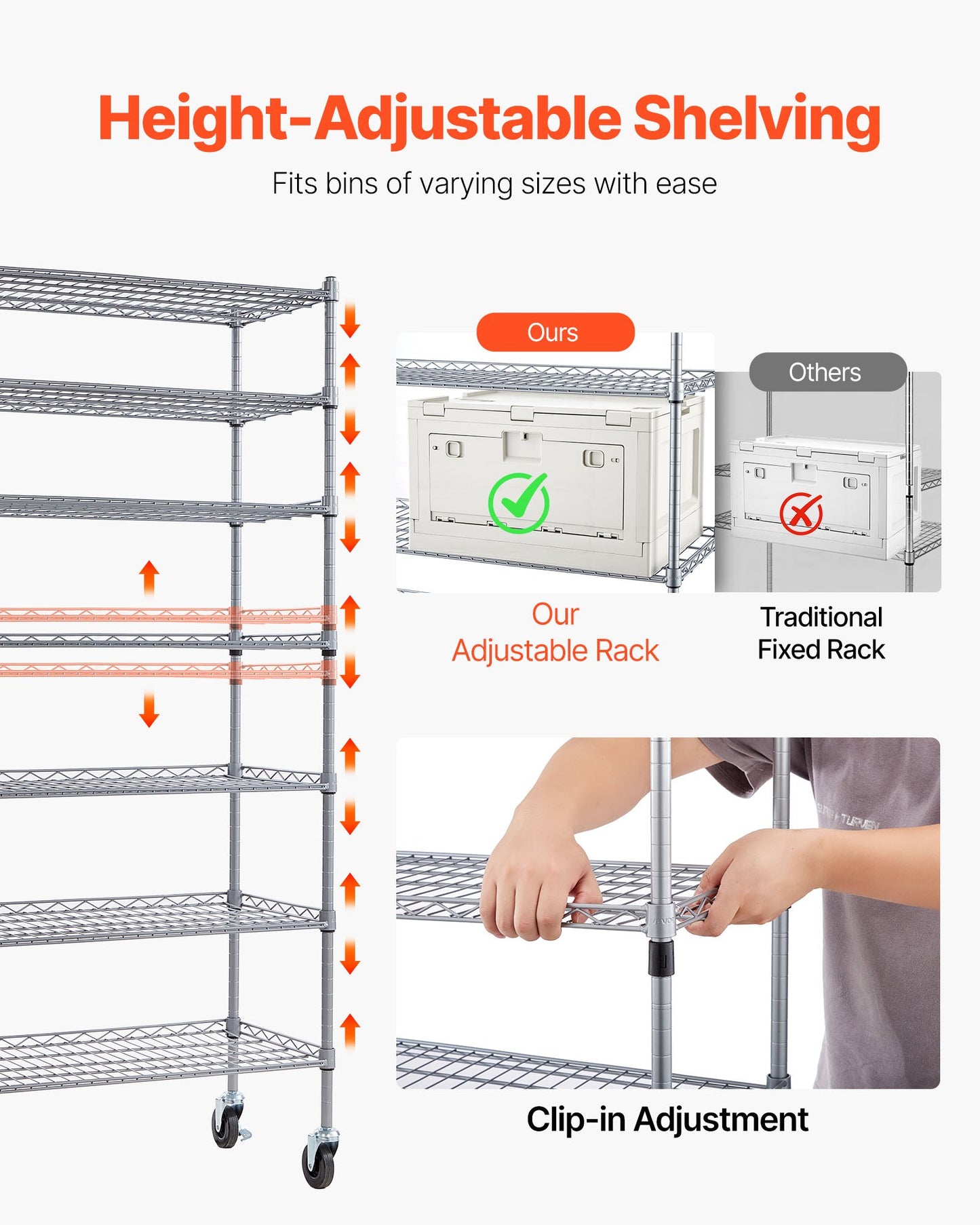 7-Tier Rolling Storage Rack with 26 Bins - Mobile Steel Wire Shelving System for Garage and Warehouse