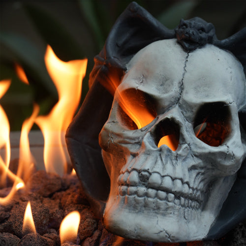 Demon Skull Gas Log for Ventless Fire Pits - Halloween Decor