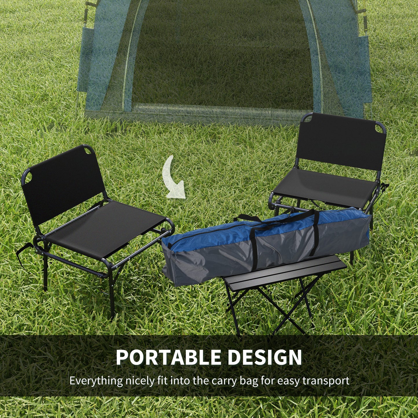 3-Person Pop-Up Camping Tent with Quick Setup & Windows - Blue