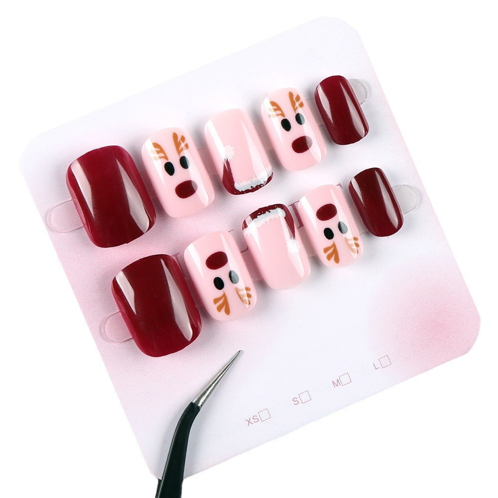 Christmas Elk Patch Wear Armor Kit for Nail Art - 24 Pieces, Glue & Jelly Styles