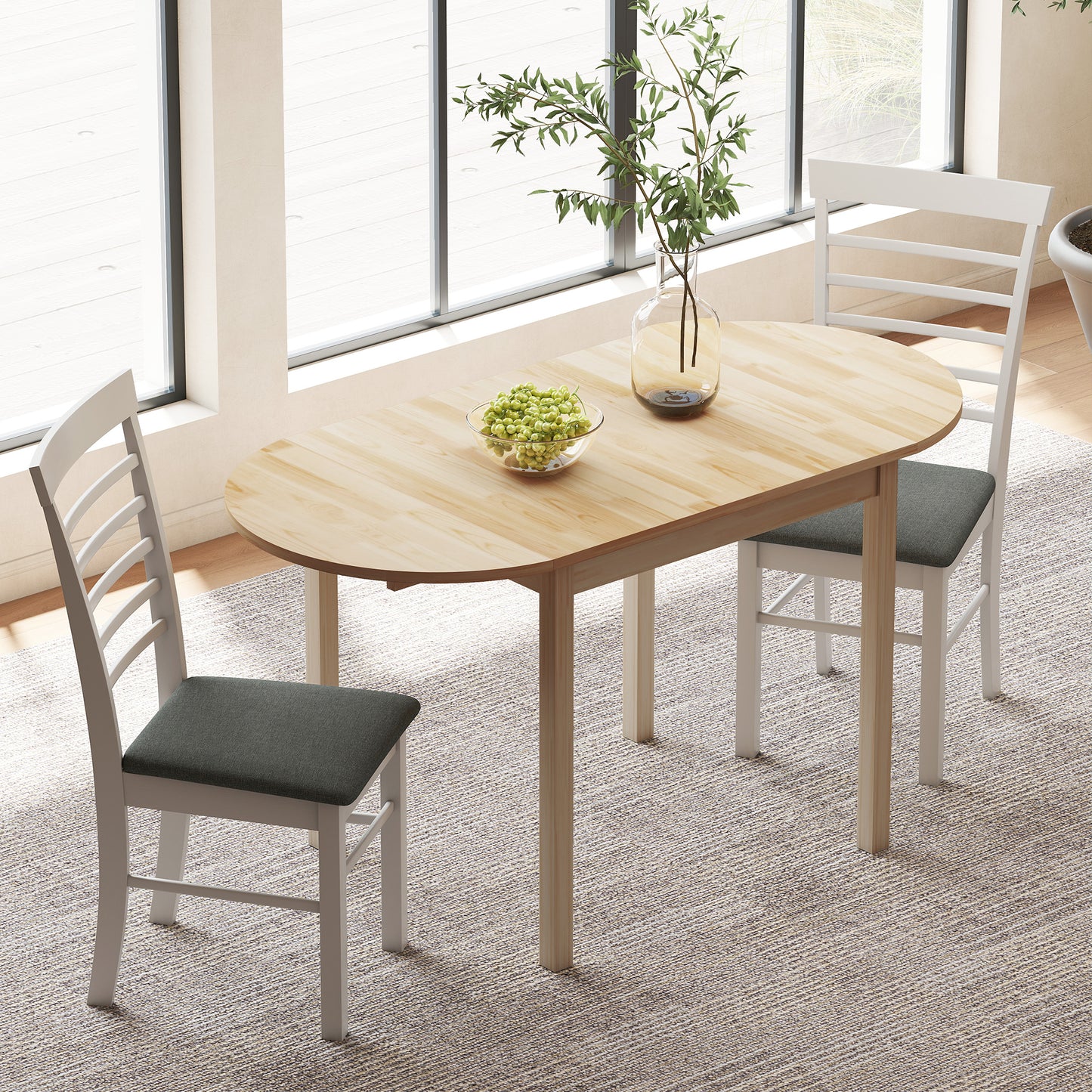 55" Drop Leaf Kitchen Table - Natural Pinewood Design