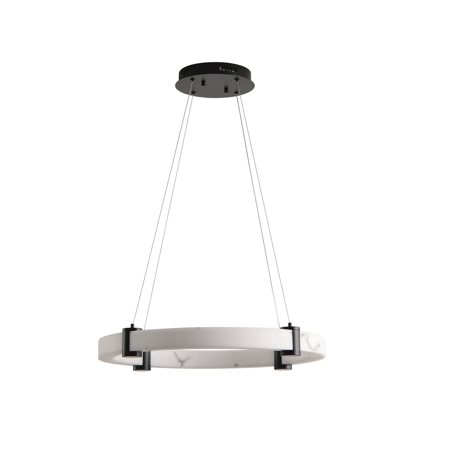 Modern LED Pendant Light 24-Inch Round Chandelier with Adjustable Height White