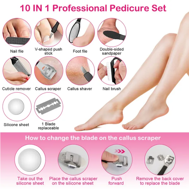 17-Piece Electric Foot Callus Remover and Pedicure Exfoliator Kit