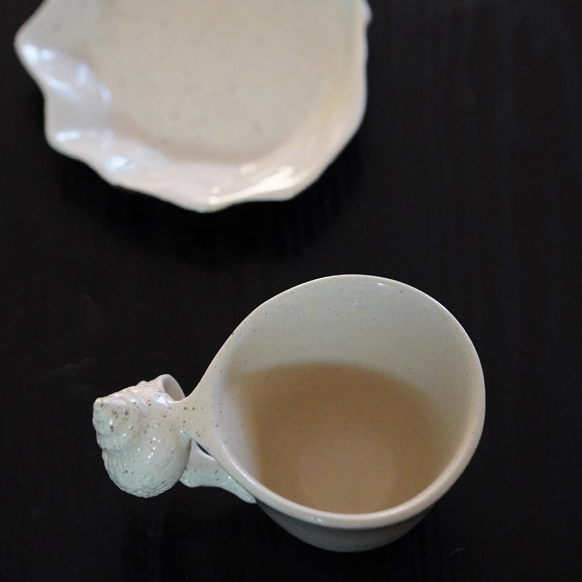 Handmade Shell Conch Ceramic Coffee Set - 200ml Cup & Saucer