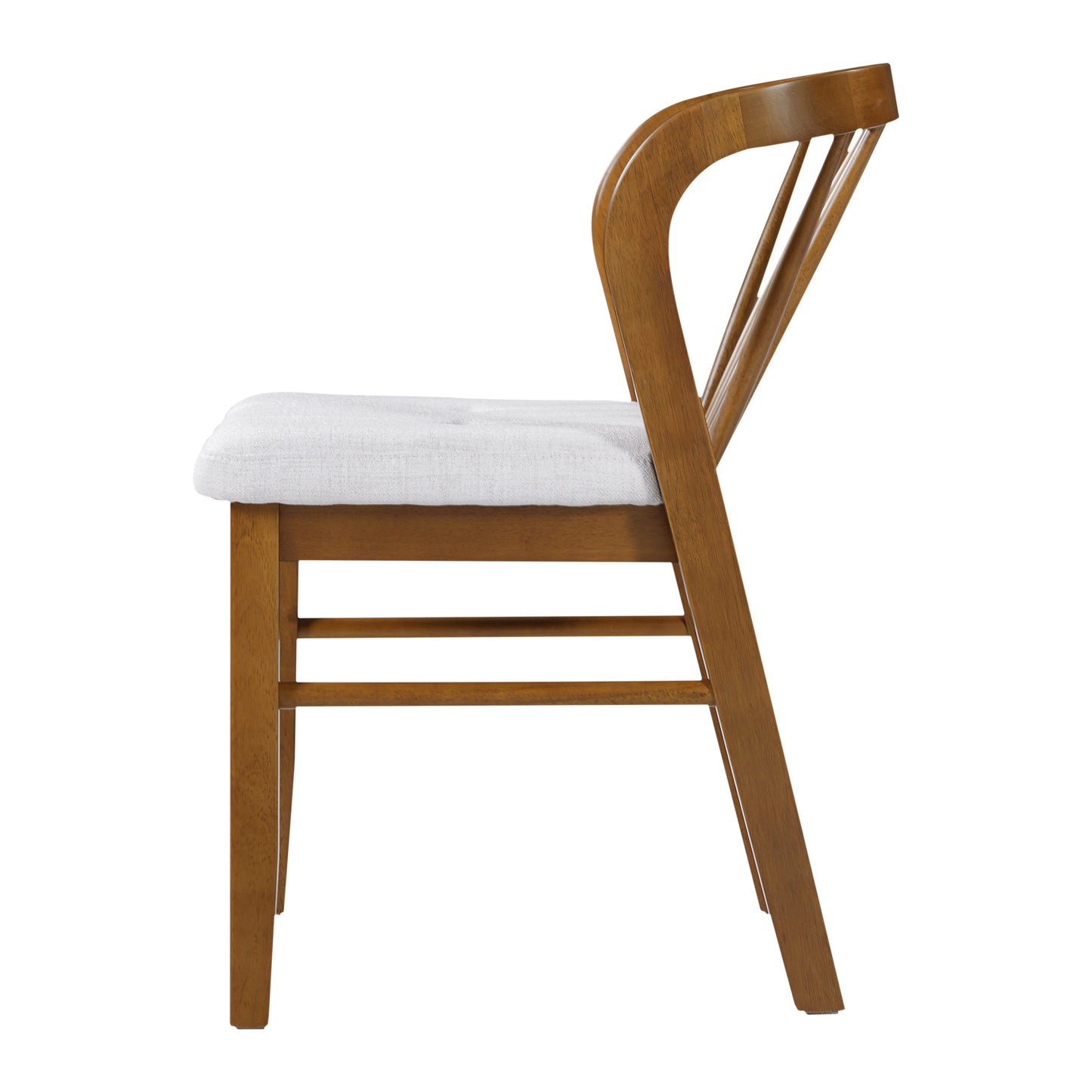 Mid-Century Modern Rubber Wood Dining Chairs - Set of 2, Walnut & Beige