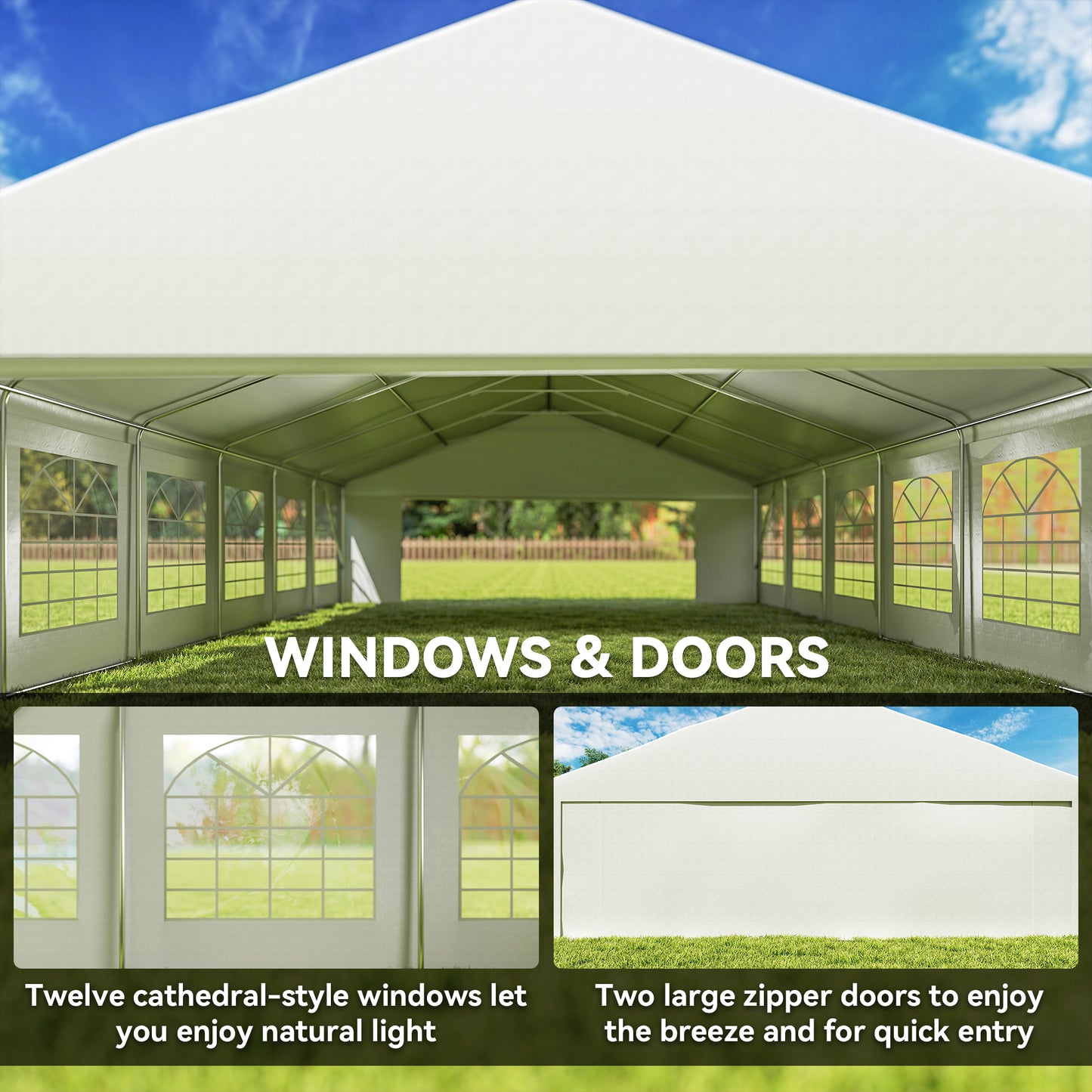 Large 23' x 39' Outdoor Carport Canopy Tent with Sidewalls