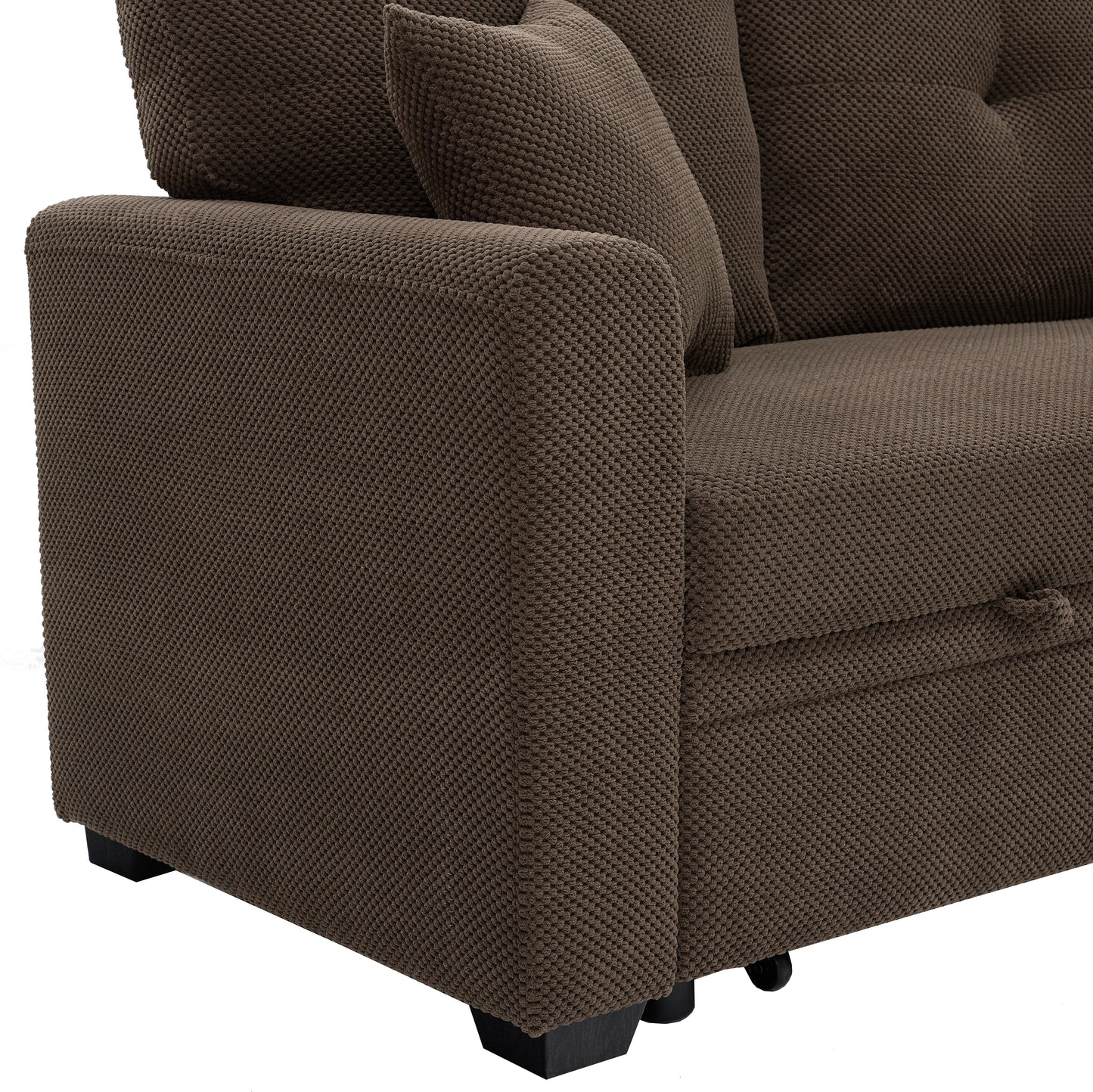 Reversible Chaise Sleeper Sofa Bed with Storage - Coffee