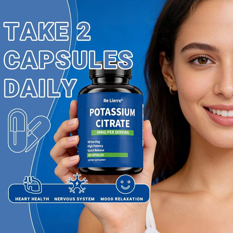 Potassium Citrate Supplement - 99mg Electrolyte & Mineral Support - 60 Capsules