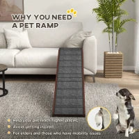 Dog Ramp for Bed - Non-Slip Carpet Pet Ramp with Top Platform, Brown & Grey