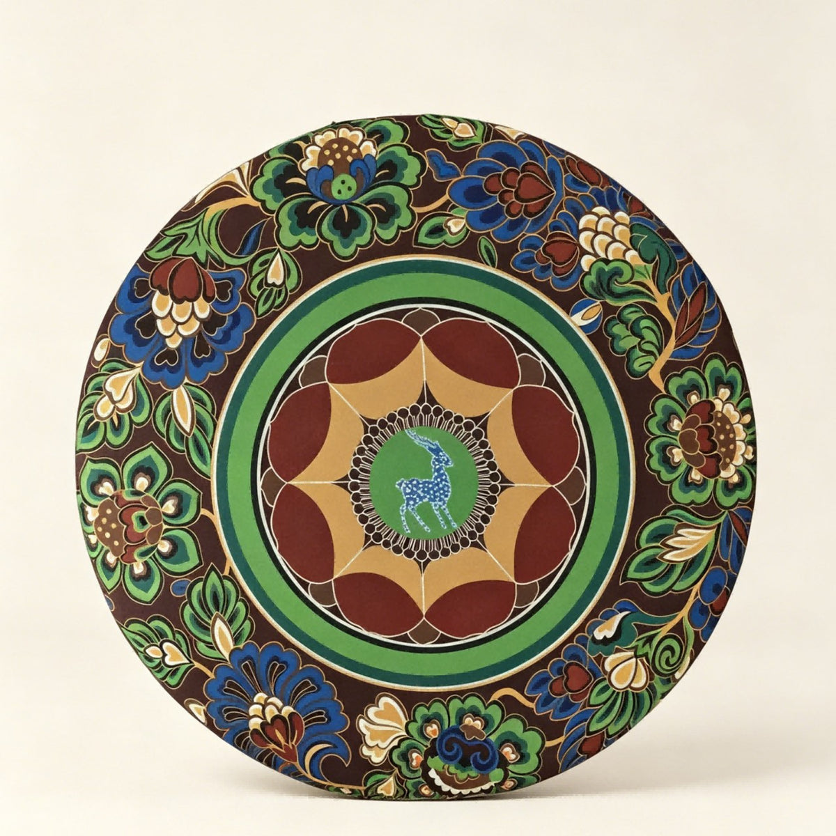 Traditional Chinese Round Floor Cushion with Dunhuang Algae Well Pattern, Thick Padded Meditation & Floor Pillow