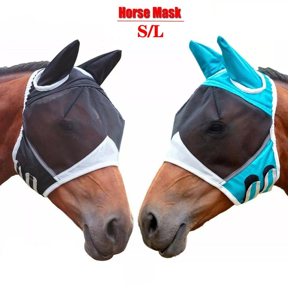 Horse Fly Mask with Mesh Ears - Extra Comfort Soft Fabric for Equine Protection