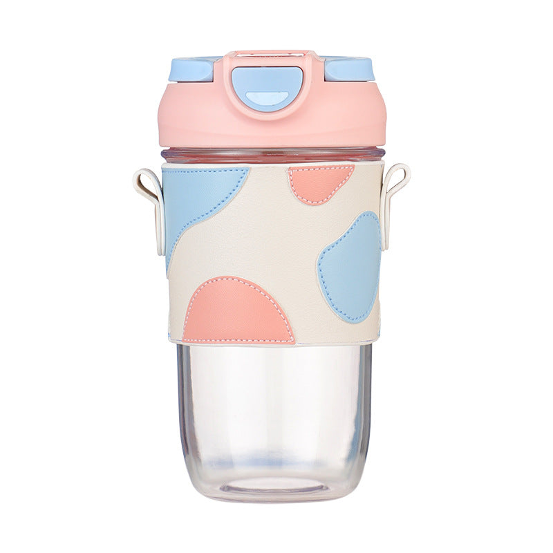 Luxury Double Drink Cup with Leather Cover 500ML - Colorful Plastic Travel Mug