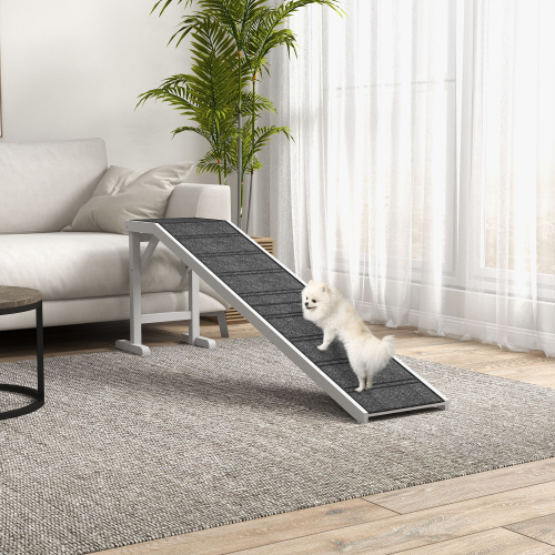 Wooden Dog Ramp with Non-Slip Carpet and Top Platform - 74 Inch Pet Steps