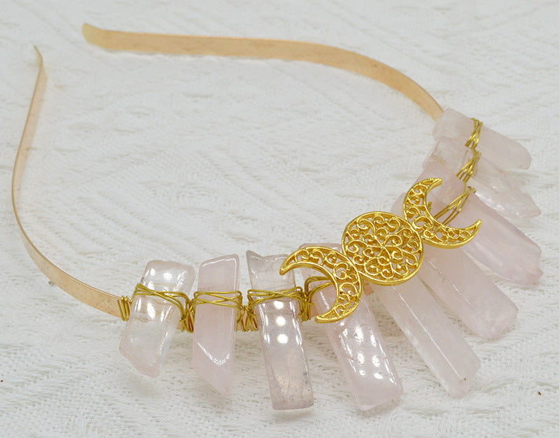 Natural Crystal Moon Headband Unisex Hair Accessory for Beauty & Hair Styling