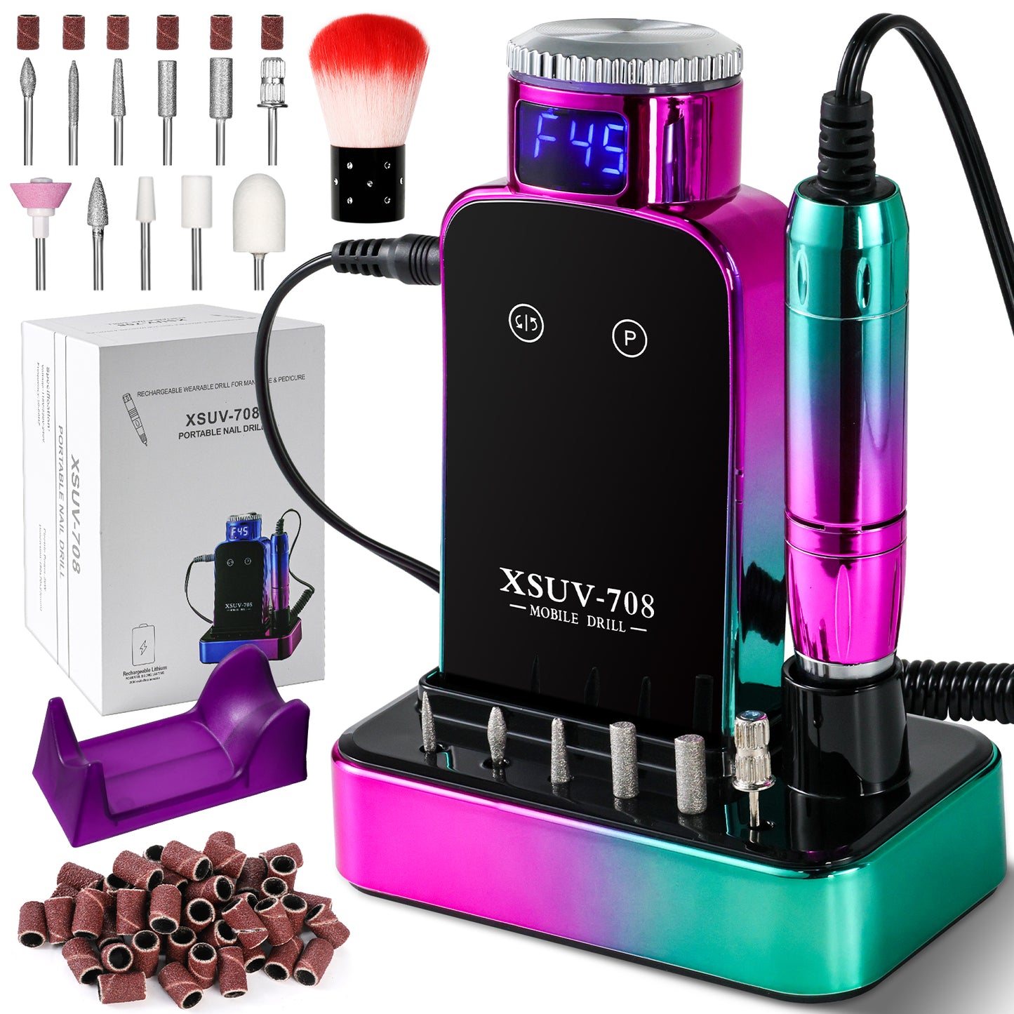 Professional Cordless Electric Nail Drill - 45000 RPM E-File Machine