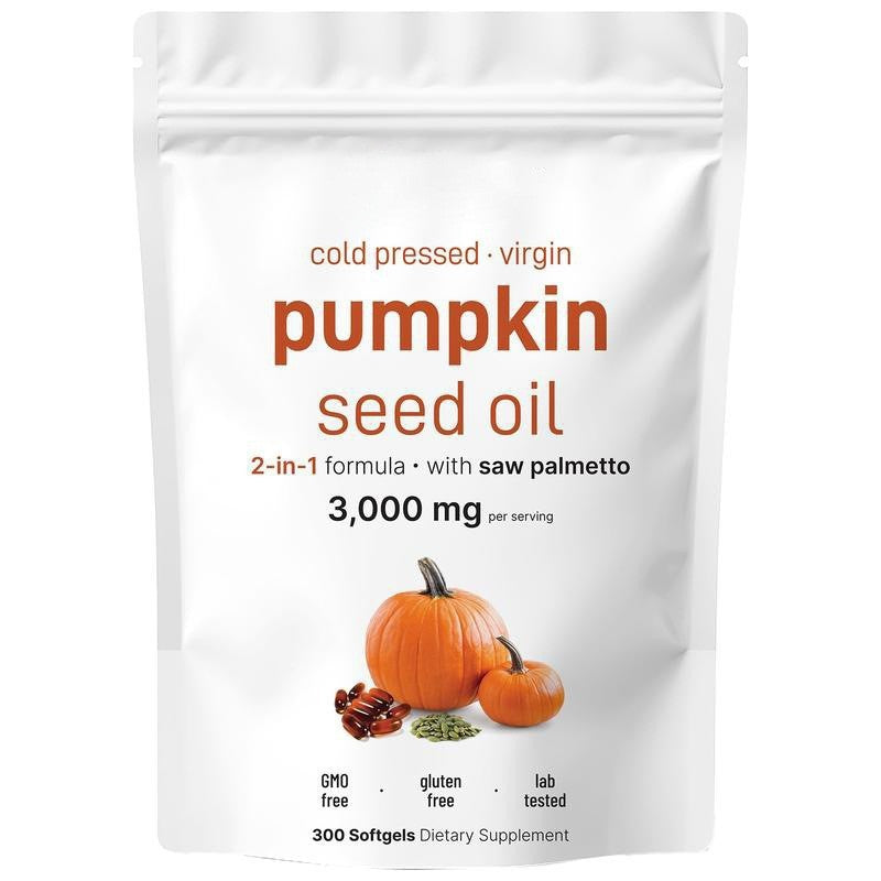 Pumpkin Seed & Saw Palmetto Hair & Prostate Health Softgels, 300 Capsules