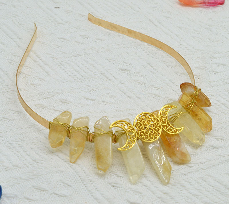 Natural Crystal Moon Headband Unisex Hair Accessory for Beauty & Hair Styling