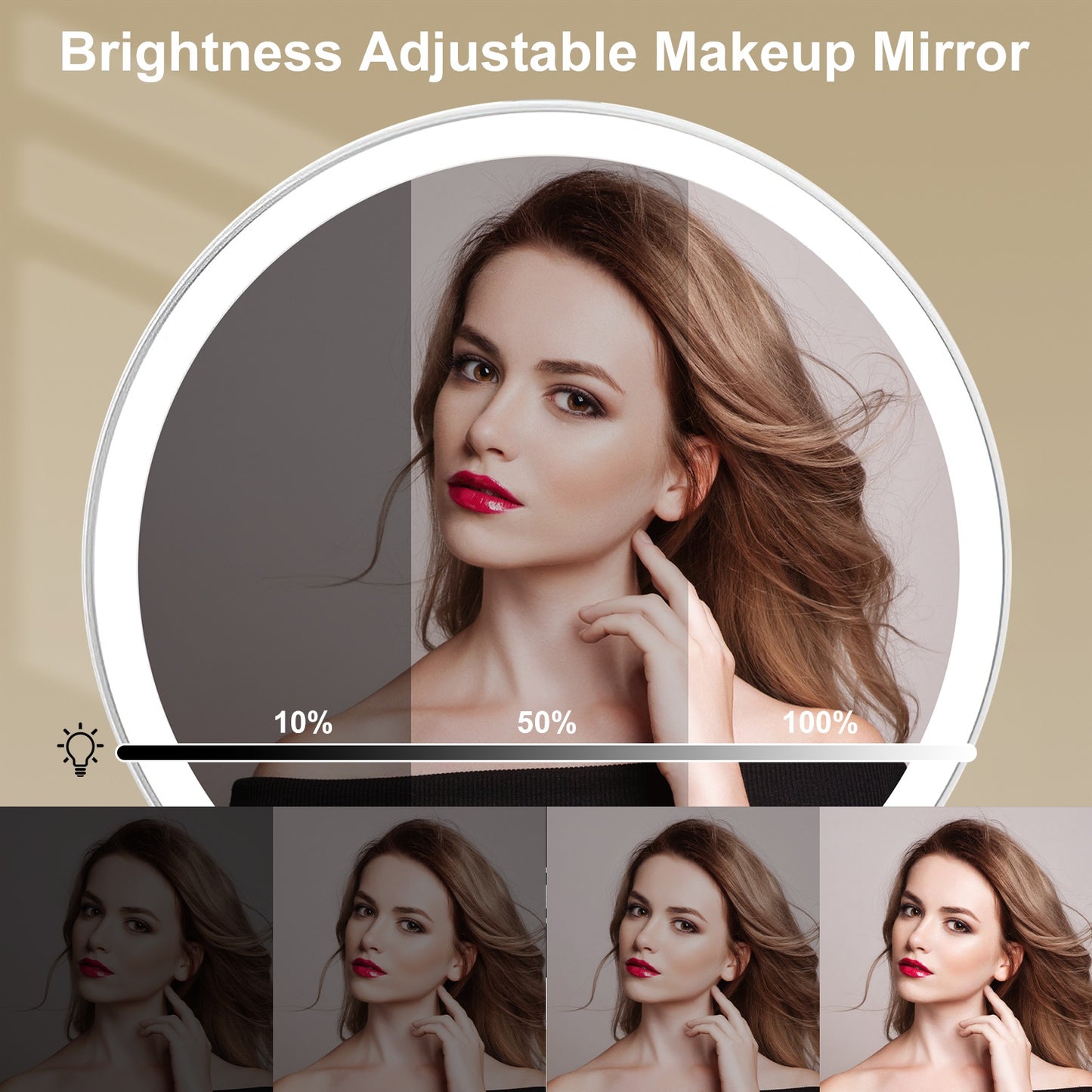 5X Magnifying LED Makeup Mirror, Rechargeable Vanity Mirror with 3 Light Colors