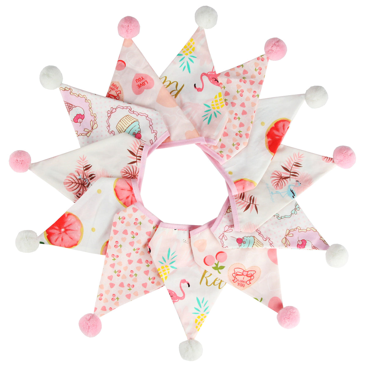 Cotton Wool Ball Triangle Flags Set for Home & Party Decor - 3.2m Length