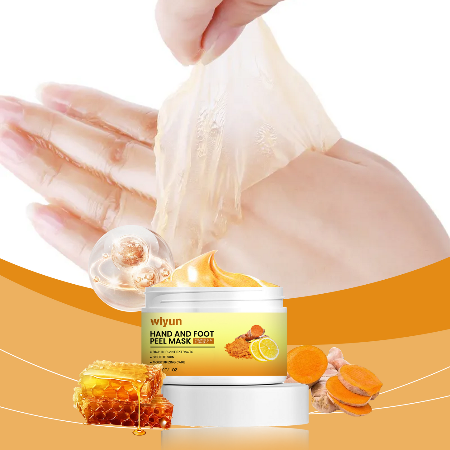 Vitamin C & Turmeric Exfoliating Hand and Foot Mask - Moisturizing Peel-Off