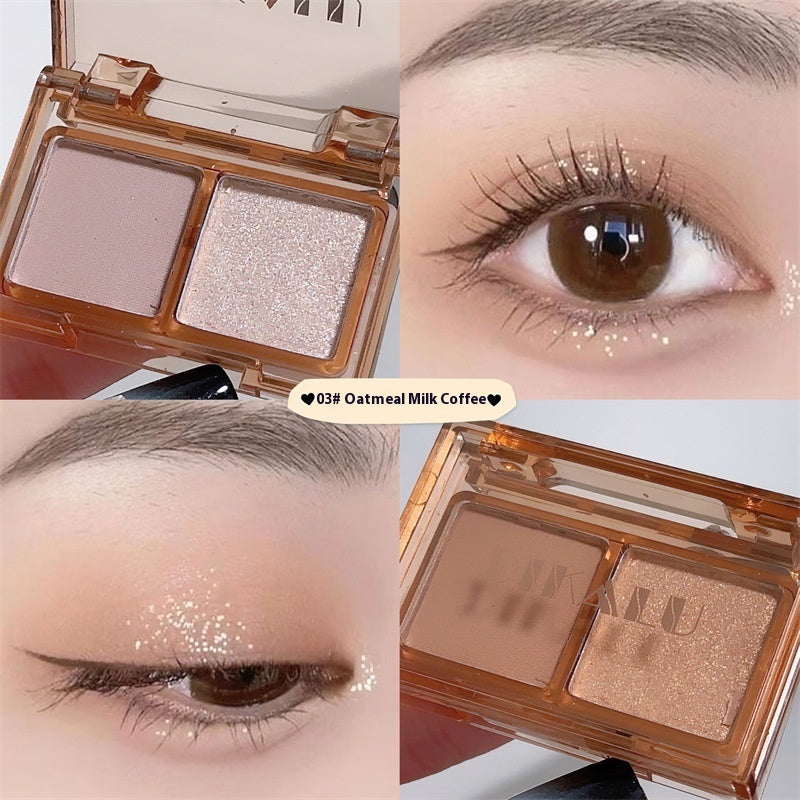 Colorful Two-Tone Eyeshadow Palette - Pink & Black Matte & Shimmer