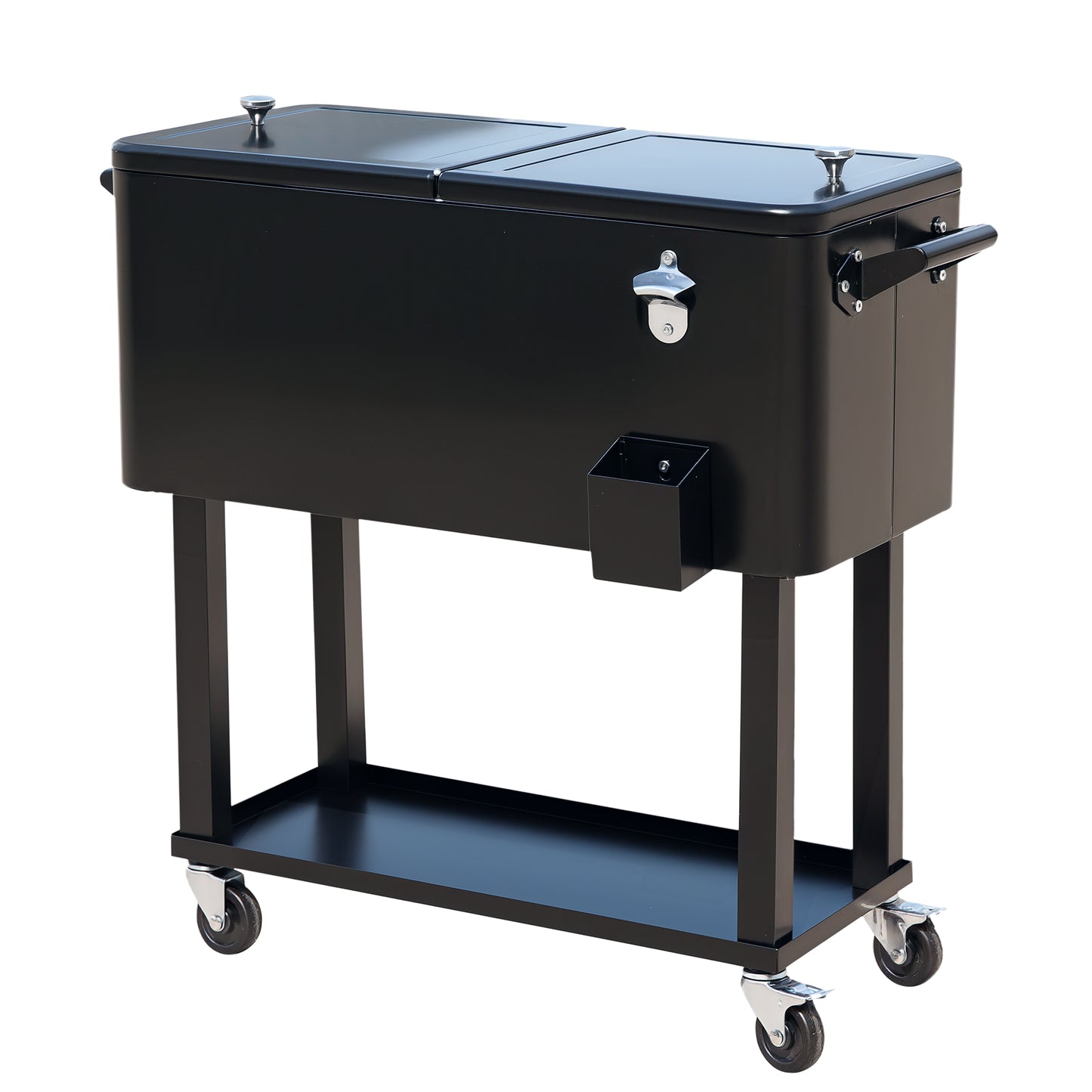 80 QT Rolling Outdoor Cooler Cart on Wheels - Black