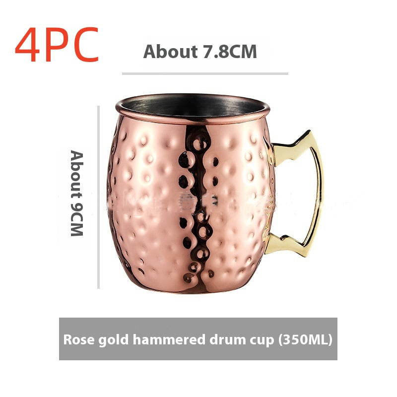 Stainless Steel Moscow Mule Cup Set - Copper Plated Drinkware for Bar & Home