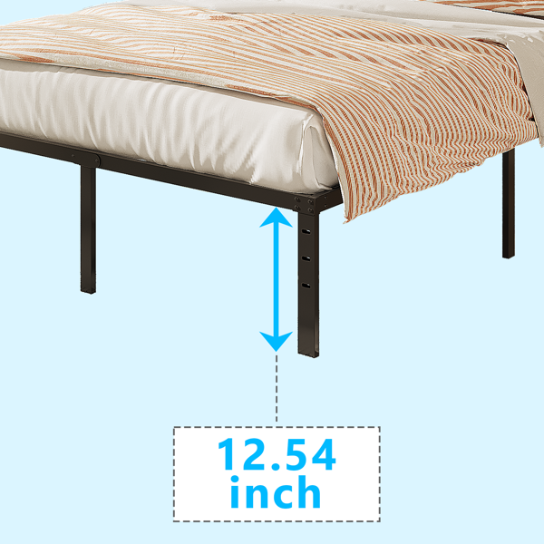 Black Queen Size Simple Basic Platform Metal Bed Frame - 14 Inch