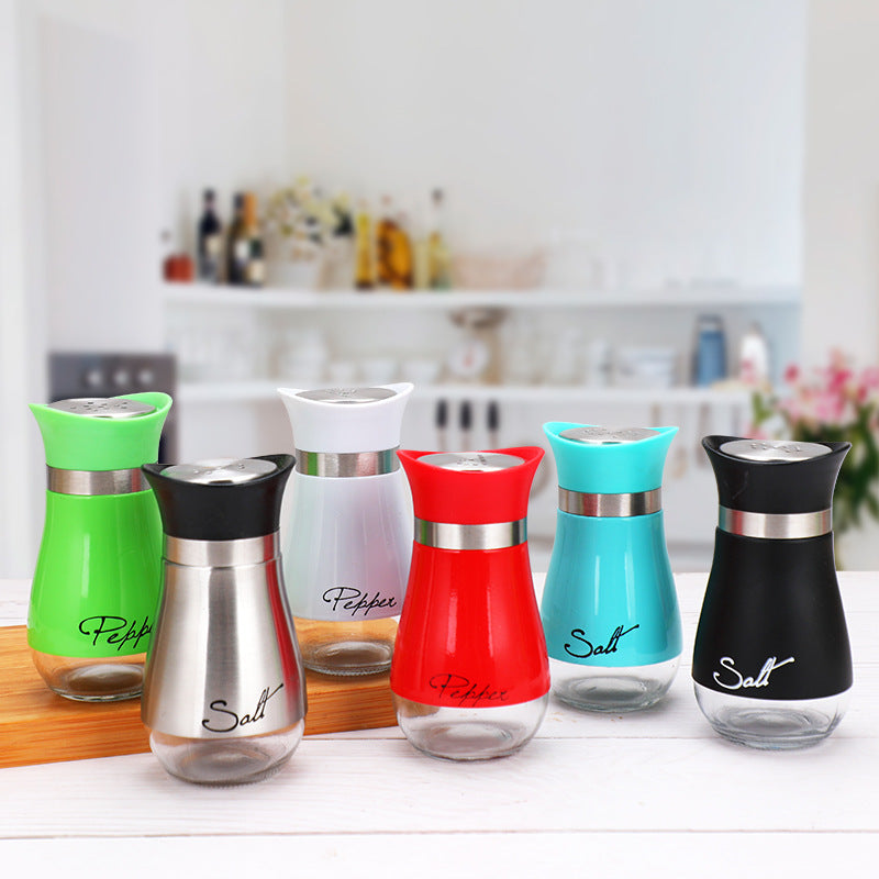 Salt and Pepper Shakers Set - 4 Oz Glass Bottom Spice Dispensers