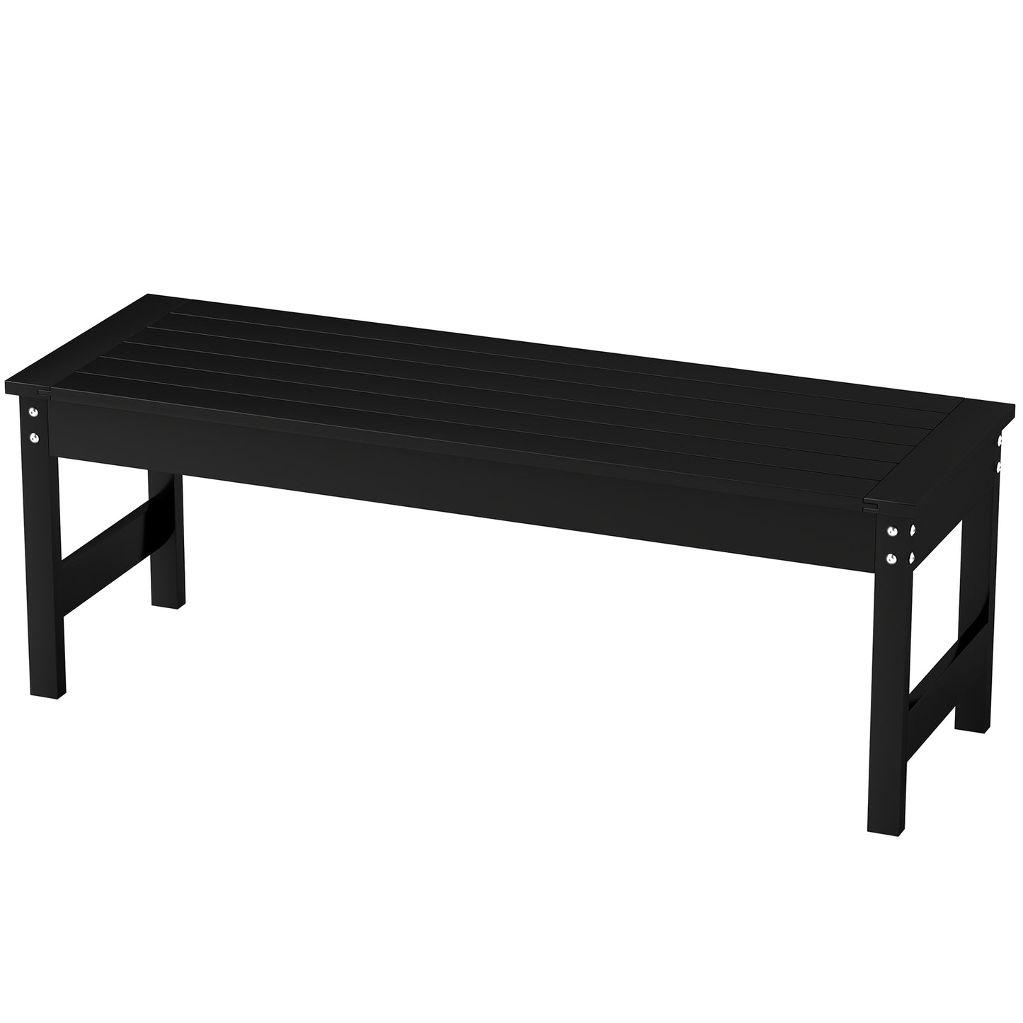 47" Backless Outdoor Bench - HDPE All-Weather Patio Seat - Black