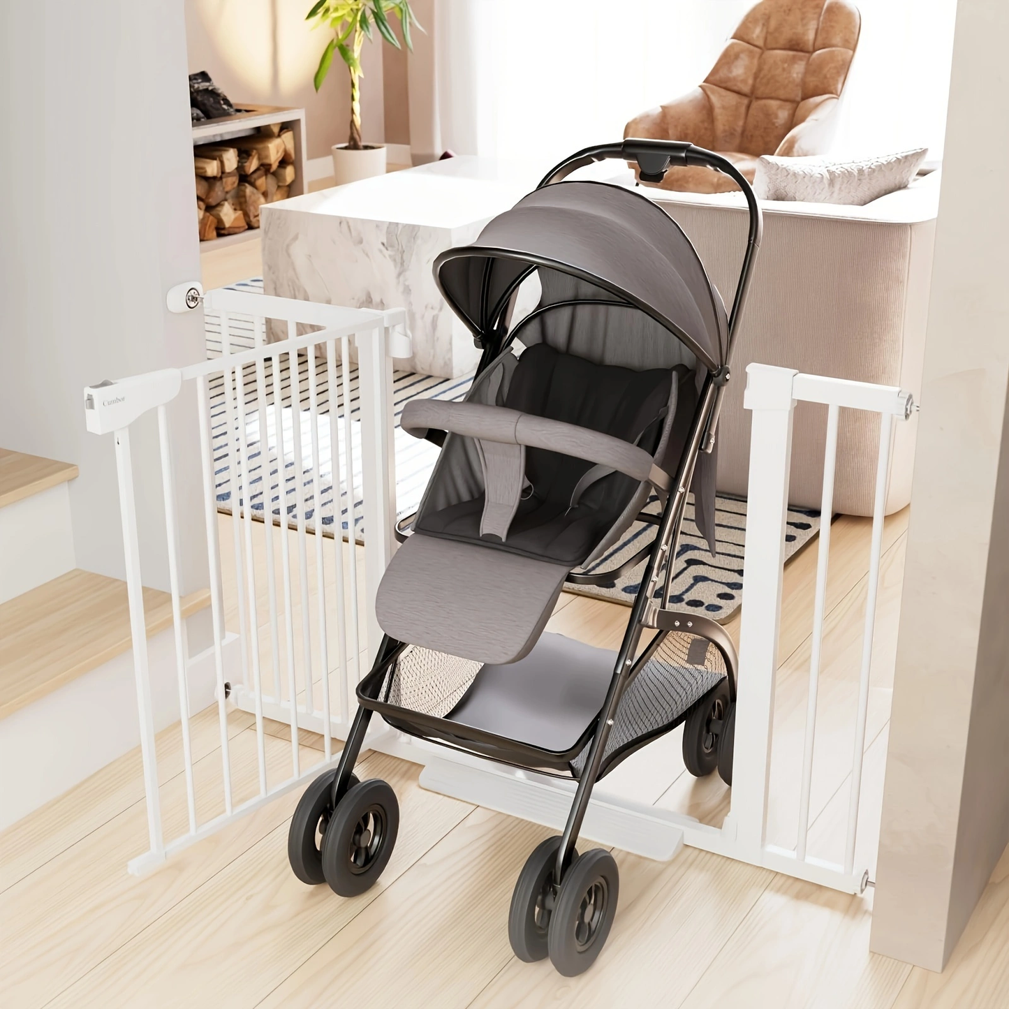 Baby and Dog Gate with Auto-Close Safety Barrier - Easy Install & One-Hand Operation