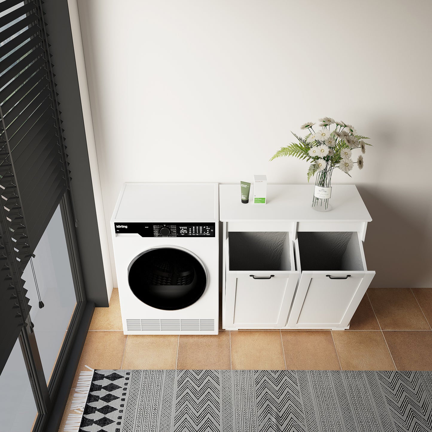 Laundry Cabinet with 2 Removable Liner Bags - White