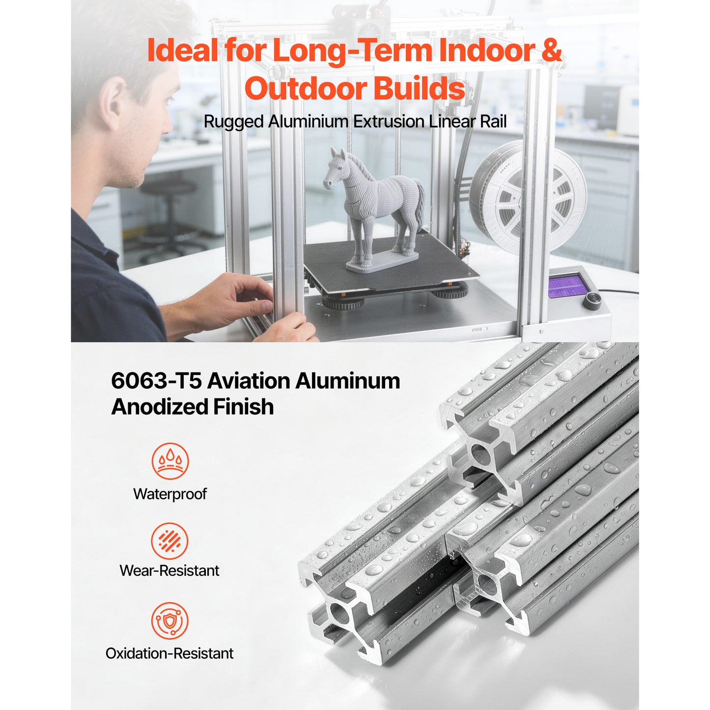 Aluminum Extrusion Profile 48 Inch T Slot Linear Rail for 3D Printer and CNC DIY