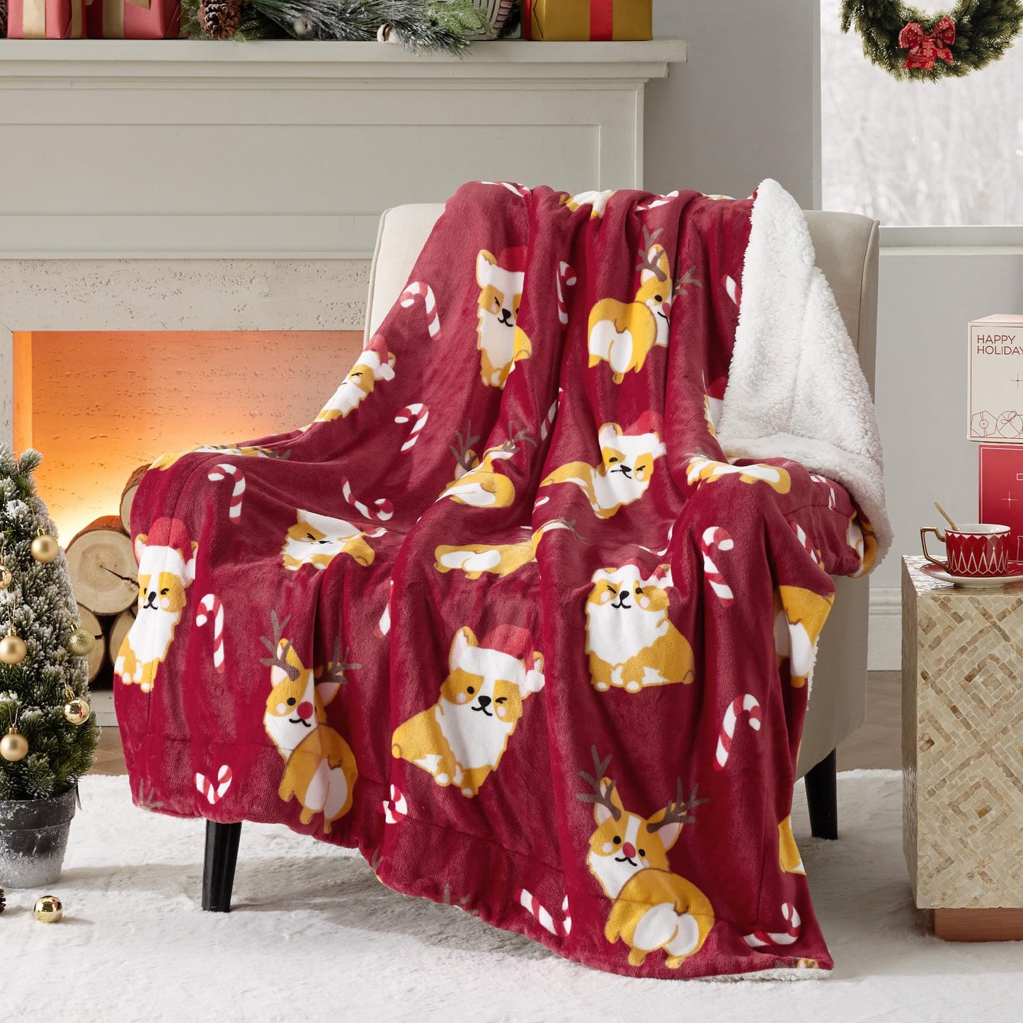 Christmas Corgi Dog Baby Blanket - Soft Cartoon Animal Bedding for Nursery