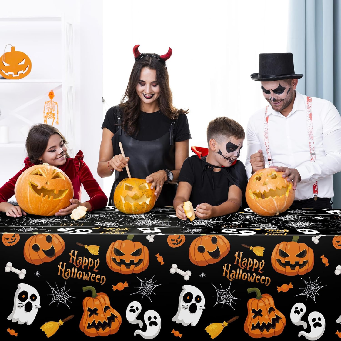 Disposable Halloween Plastic Tablecloth Set - 2 Pack