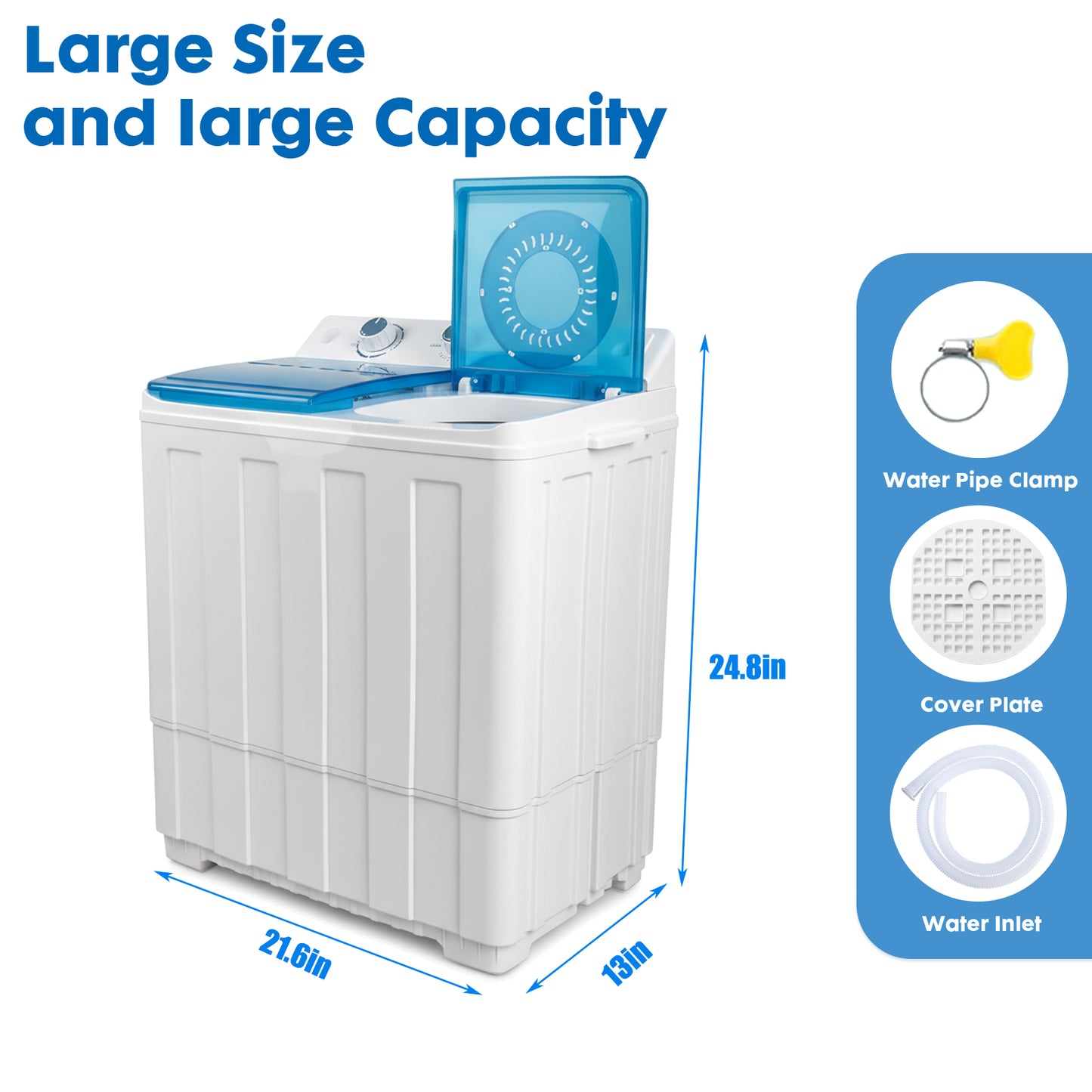 14lbs Portable Washing Machine With 9.5lbs Wash And 4.5lbs Spin, Twin