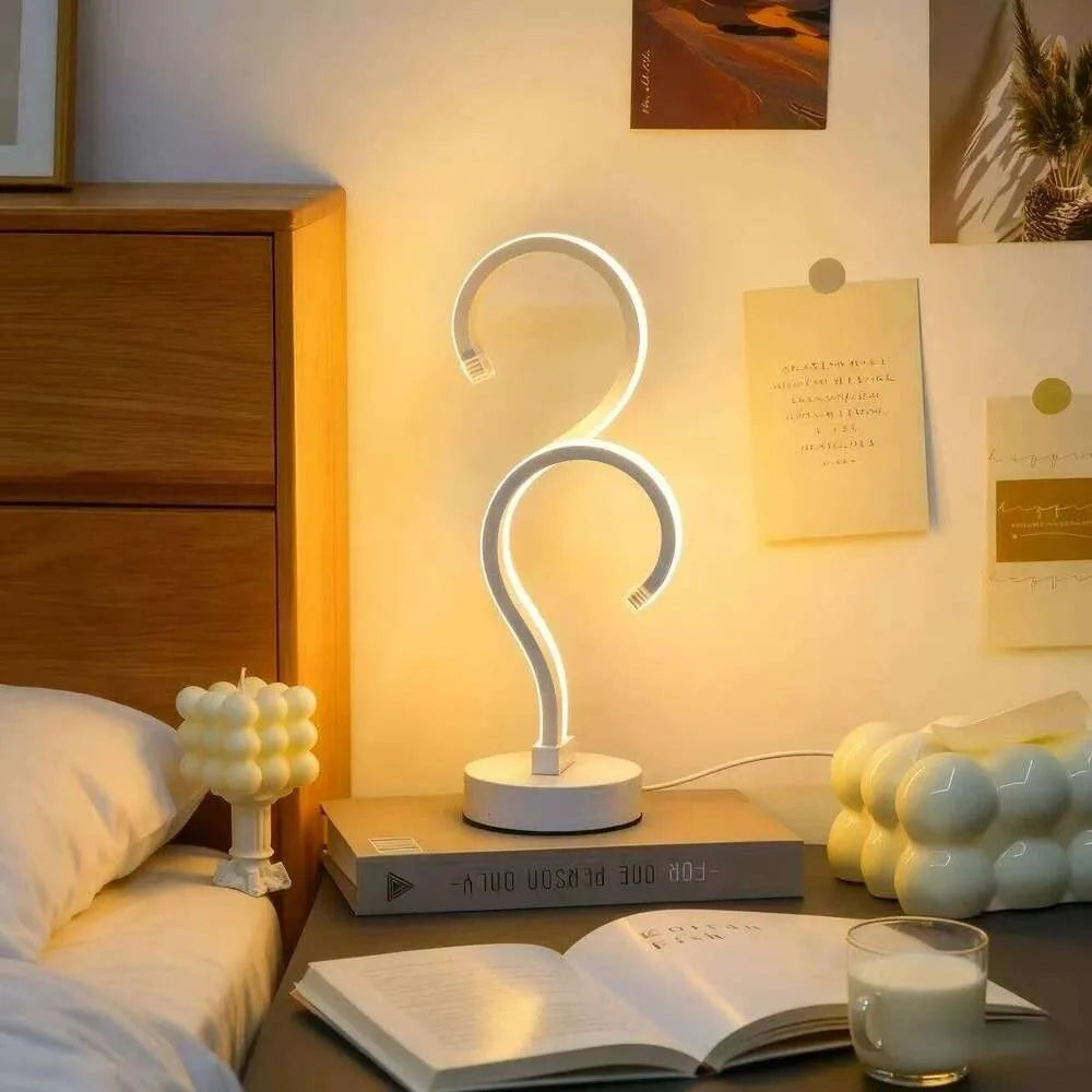 White Desktop Lamp with USB Power, 3 Color Modes, Minimalist Design for Bedroom