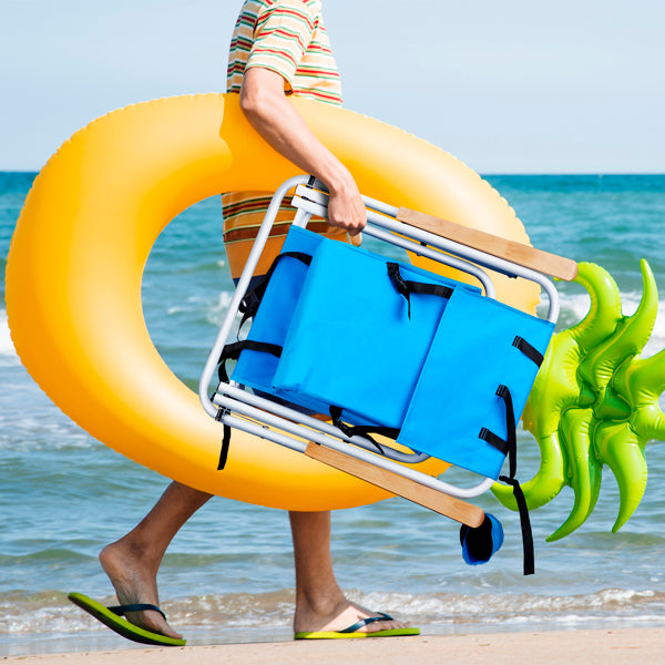 Folding Beach Chair Set of 2 - 4-Position Portable Camping Chairs
