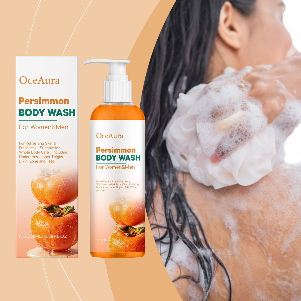 Persimmon Deodorizing Shower Gel 100ml - Deep Cleansing & Freshness