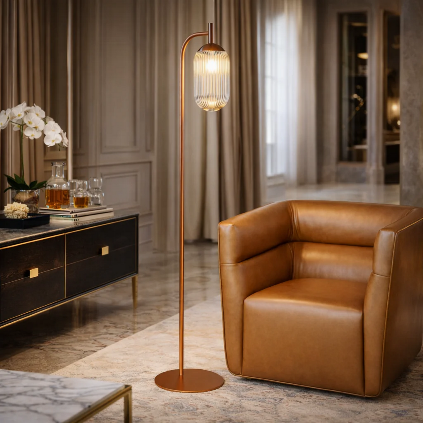 Classic Modern Floor Lamp, Upward Lighting Design For Living Room