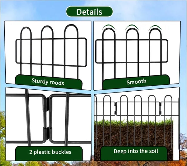 Metal Garden Fence - 10PC Decorative 12x16.5 Inch Barrier