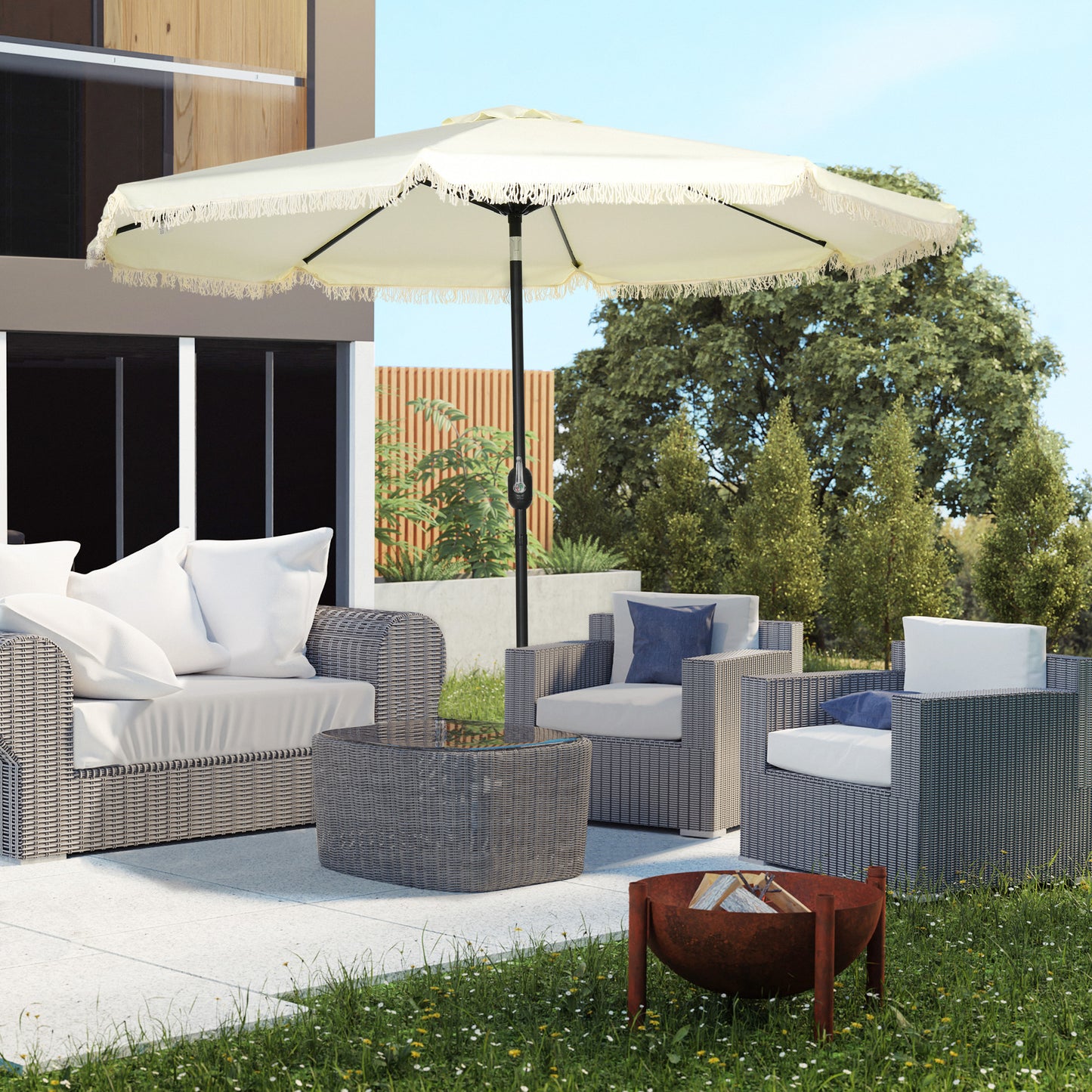 9 ft Cantilever Umbrella with Tilt & Crank - Cream White