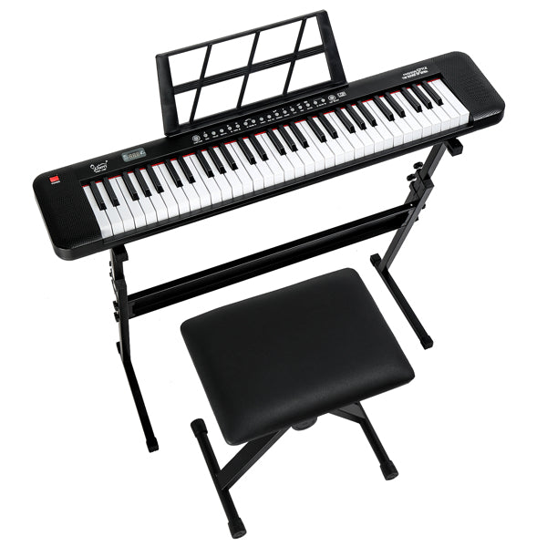 61-Key Electronic Keyboard with Light-Up Display & Stool Set