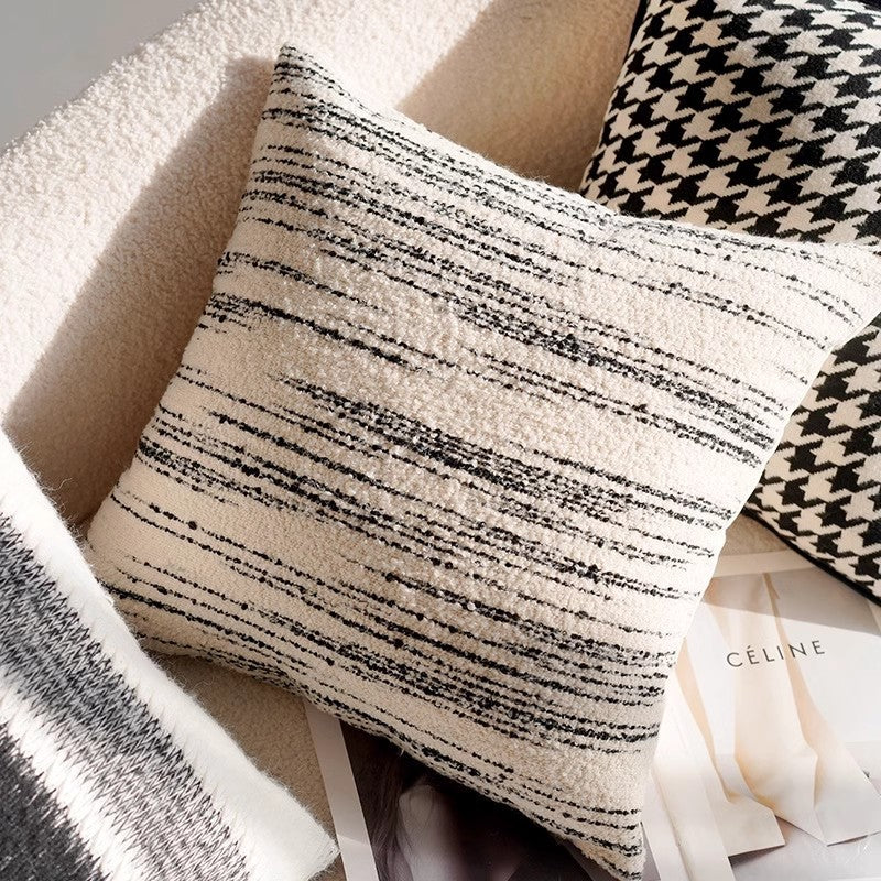 Modern Black and White Decorative Throw Pillow Cover Set - Various Styles and Sizes