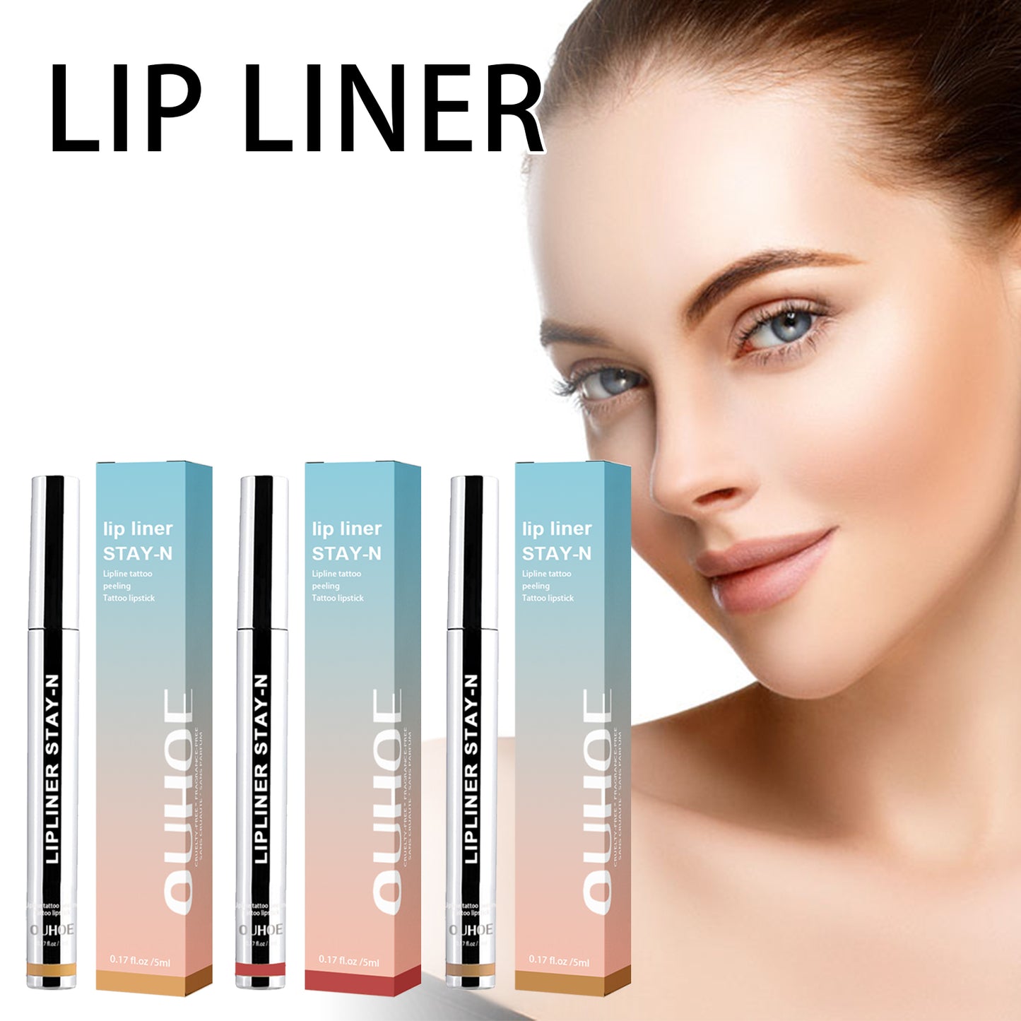 Peel-Off Lip Liner Burgundy Makeup Set 5ml for Lip Definition & Color